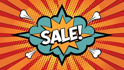 Comic book style sale! burst background with vibrant colors
