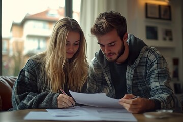 Couple Signing Rental Agreement During Apartment Tour