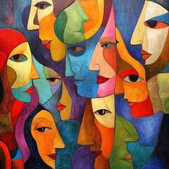 Abstract Diversity in the Workplace, People and Faces	