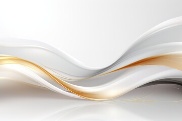 Obraz premium Abstract white and gold waves on a white background.