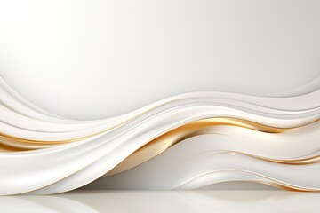 Obraz premium Abstract white and gold waves on a white background.