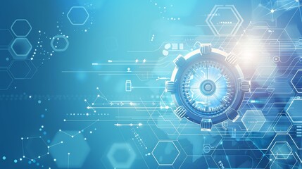 Abstract Futuristic Technology Background with Hexagons and Gear Wheel