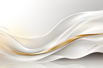 Obraz premium Abstract white and gold waves on white background.