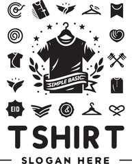 T Shirt Logo template black silhouette vector on white background