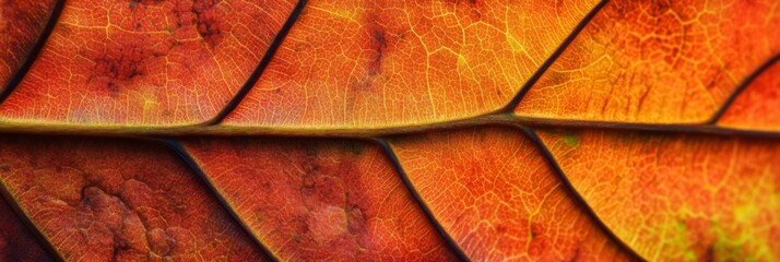 Fototapeta premium Close up autumn leaf texture. Nature texture of leaf macro
