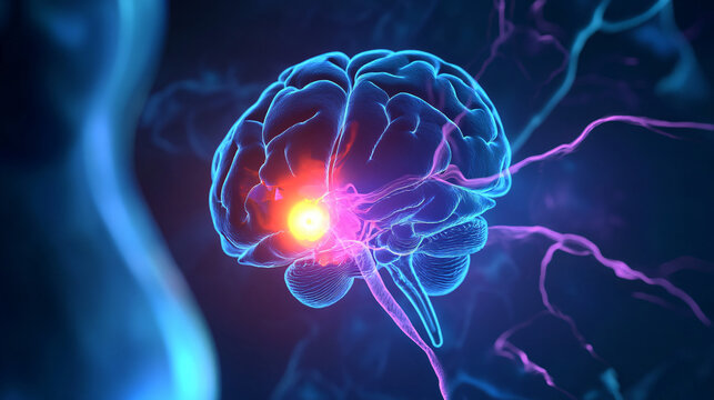 The human hypothalamus, the command center of the body's rhythms, pulsing with energy