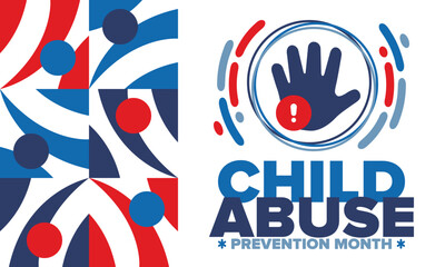 Obraz premium Child Abuse Prevention Month. Celebrate annual in April in United States. Stop child violence. Children protection and safety month. Unity for children. Poster, banner, background. Vector illustration