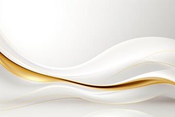 Obraz premium Abstract white and gold wavy background.