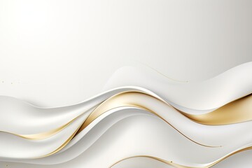 Abstract white and gold wavy background.