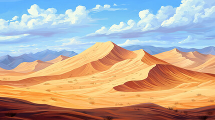 Naklejka premium Desert landscape with towering sand dunes