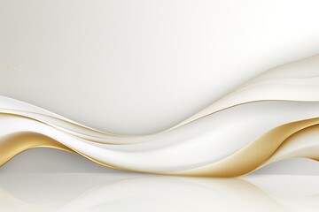 Obraz premium Abstract white and gold wavy background.