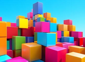 Obraz premium Colorful 3D Cubes Abstract Background