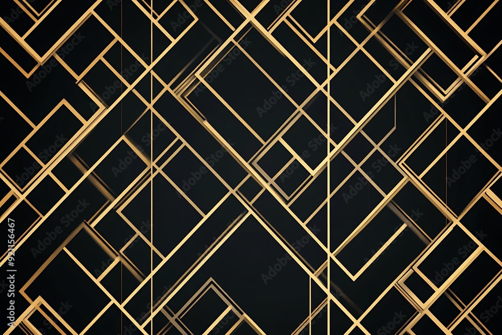 Aufkleber elegant gatsby grid patterns in soft cream on black background