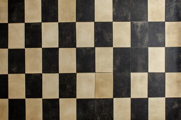 Fototapeta premium Elegant Gatsby Checkerboard Design in Ivory and Tan Colors on Black Background
