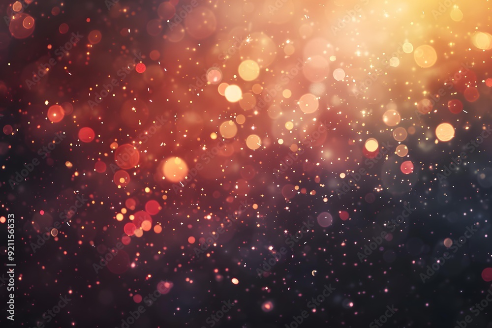 Poster abstract bokeh background with golden and red lights