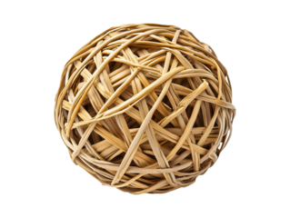 Woven wicker ball isolated on transparent or white background