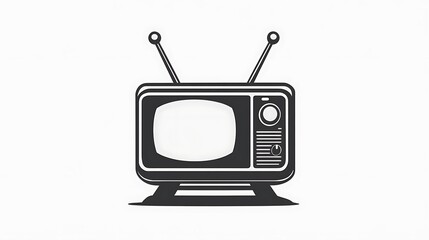 Minimalist Round Television Icon in Black and White for Graphic Design Projects