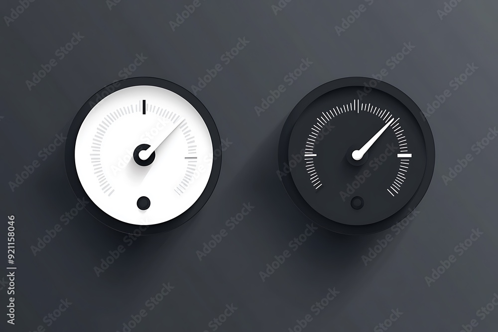 Poster minimalistic round thermostat icon in black and white design for temperature control concept