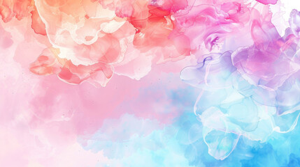 A vibrant watercolor background featuring soft pink and blue hues blending seamlessly for creative and artistic designs.
