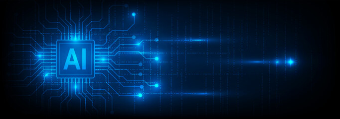 AI Artificial Intelligence chipset for global future technology, Abstract banner background, Vector illustration