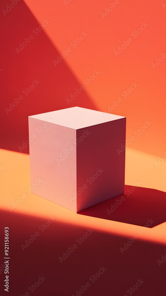 Poster minimalist product photography with a single cube on a colored background