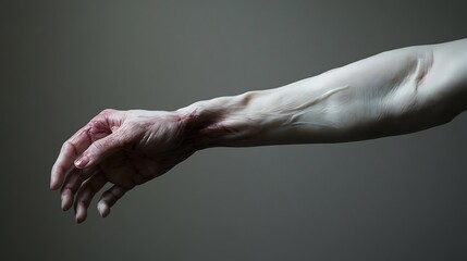 Close-up of a Dislocated and Bruised Human Arm in Pain
