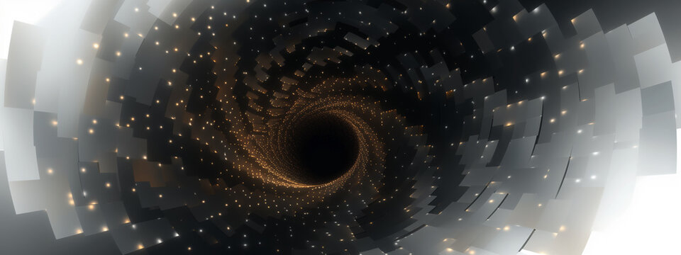 The very fabric of the cosmos dissolves into a swirling, insatiable abyss, as the universe succumbs to the gravitational primacy of a black hole.