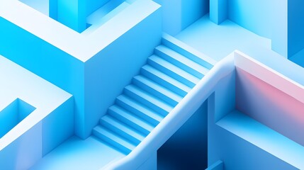 Abstract Blue Staircase Interior Design