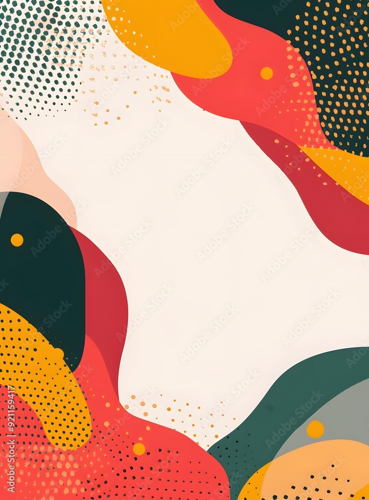 Poster abstract background with colorful shapes and dots