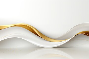 Obraz premium Abstract white and gold wavy background.