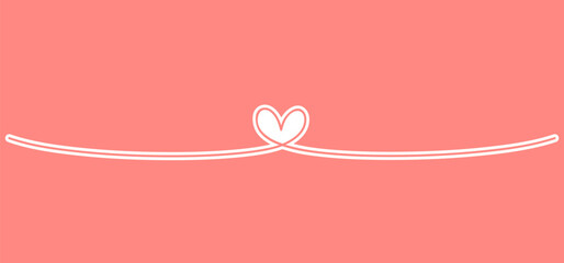 Heart continuous line art, love background with heart outline doodle