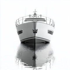 Front view of hyper modern luxury yacht , its cutting-edge design exuding futuristic allure. © Pink Badger
