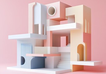 Abstract 3D Architecture Minimalist Design Geometric Shapes
