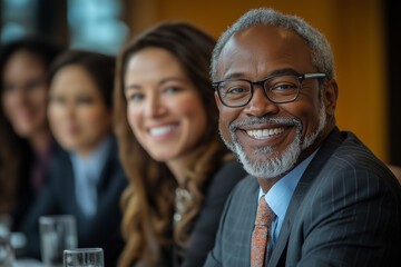Diverse board members meeting