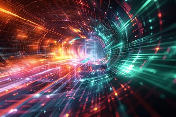 Obraz premium Abstract futuristic perspective background - digitally generated image