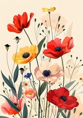 Colorful Floral Bouquet Illustration