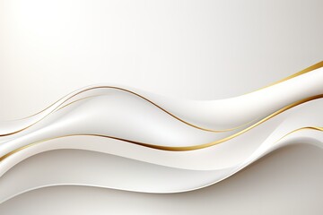 Obraz premium Abstract white and gold wavy background.