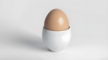 Simple and classic egg in a white cup, showcasing minimalist breakfast elegance.