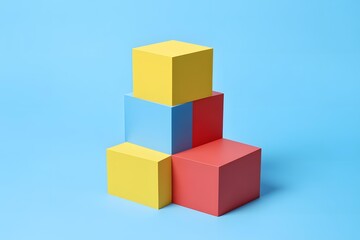Abstract Colorful Cubes Geometric Shape Design