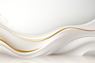 Abstract white and gold wavy background.