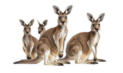 Animal kangaroo standing in size order isolated on white illustration wildlife australian.