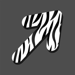 Mouse cursor arrow with zebra print. Computer interface element. Vector icon in simple cartoon style.