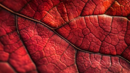 Obraz premium Close up red autumn leaf texture. Nature texture of leaf macro