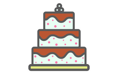 Birthday cake vector image with decorations, happy birthday cake image, cake png image, flat cake image