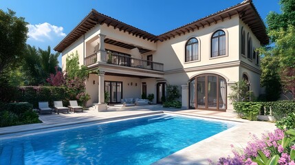 Fototapeta premium Backyard Pool Luxury Home