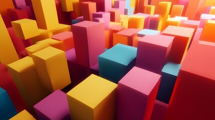 Abstract Colorful Cubes 3D Rendering Background