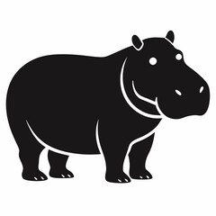 Hippopotamus silhouette vector art Illustration