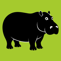 Hippopotamus silhouette vector art Illustration