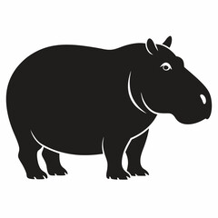 Hippopotamus silhouette vector art Illustration