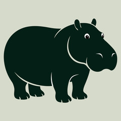 Hippopotamus silhouette vector art Illustration